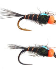 Orange bead head - black Sparkle Dub Fly X 6