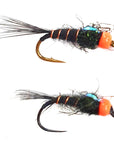 Orange bead head - black Sparkle Dub Fly X 6