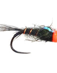 Orange bead head - black Sparkle Dub Fly X 6