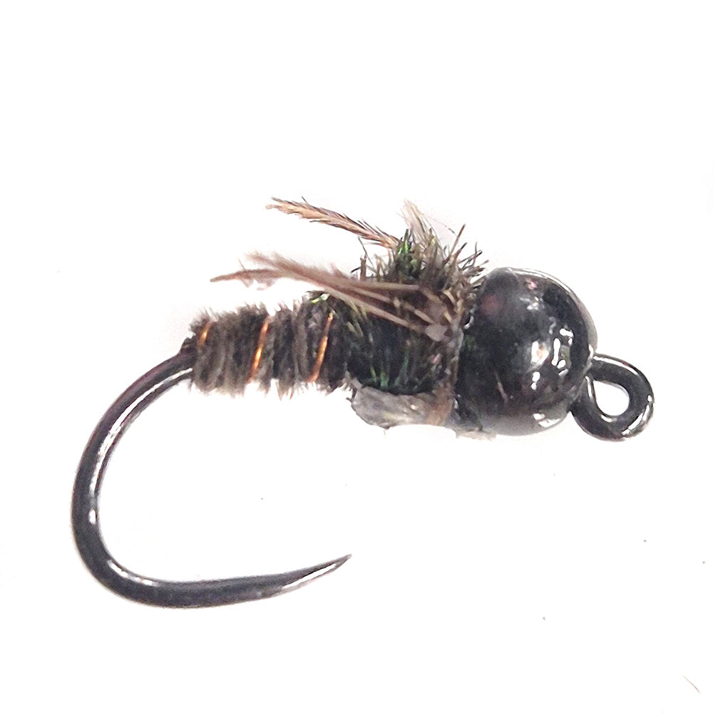 Black Tungsten Bead Head Flashback Pheasant Tail Jig Nymph Barbless.