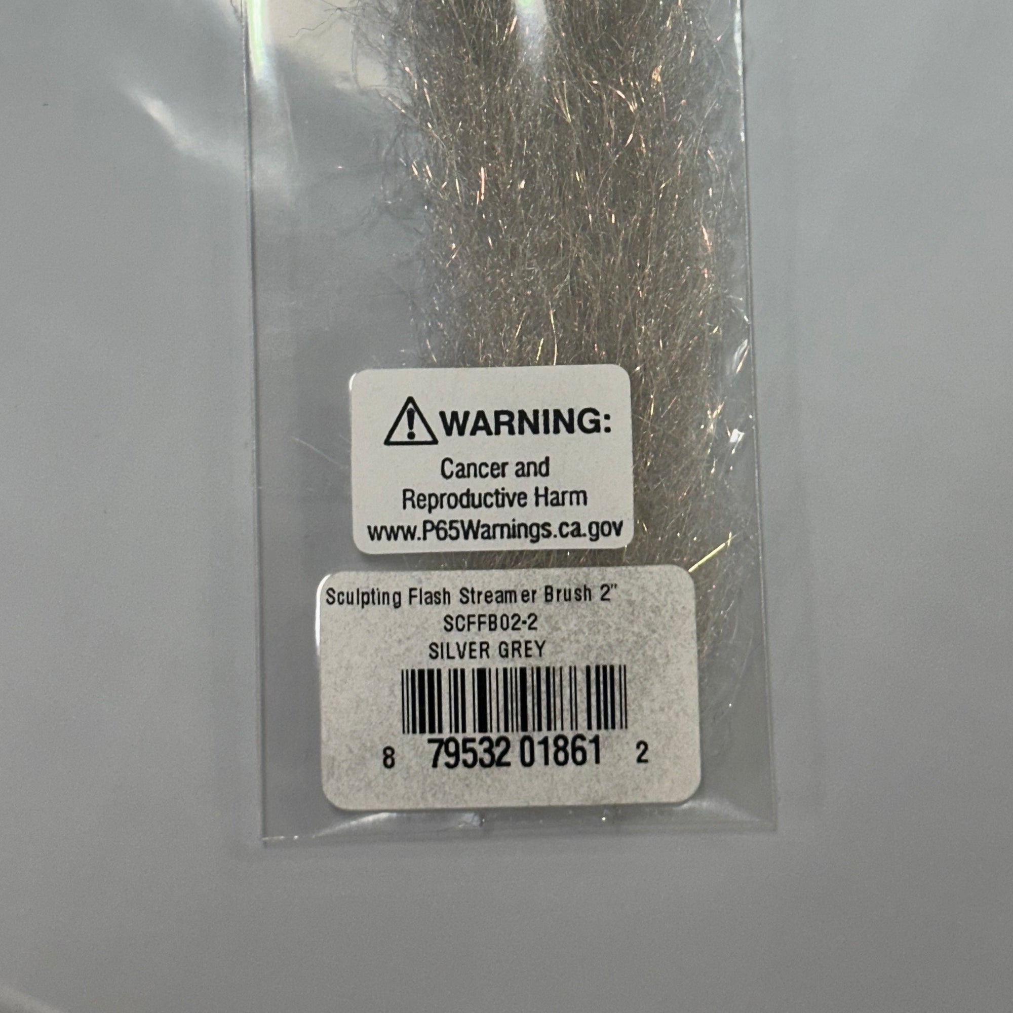 H20 Sculpting Flash Streamer Brush 2" Silver Grey, Fly Tying, Fly Fishing Australia, NZ