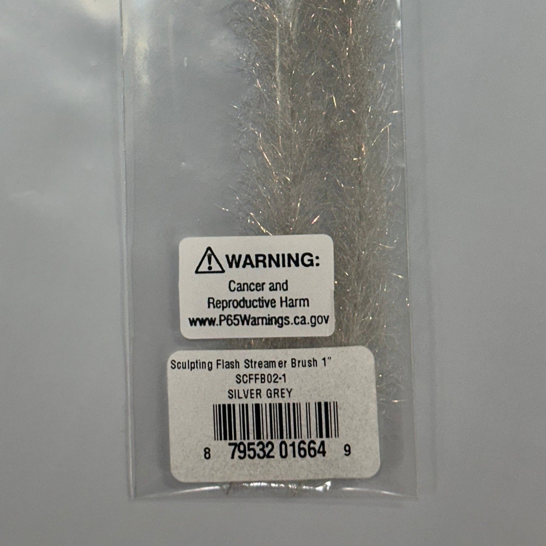 H20 Sculpting Flash Streamer Brush 1" Silver Grey, Fly Tying, Fly Fishing Australia, New Zealand.