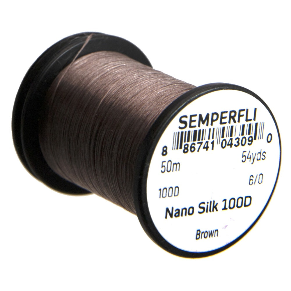 100D Brown Nano Silk Professional Fly Tying Thread - SEMPERFLI, Fly Fishing, Australia, NZ