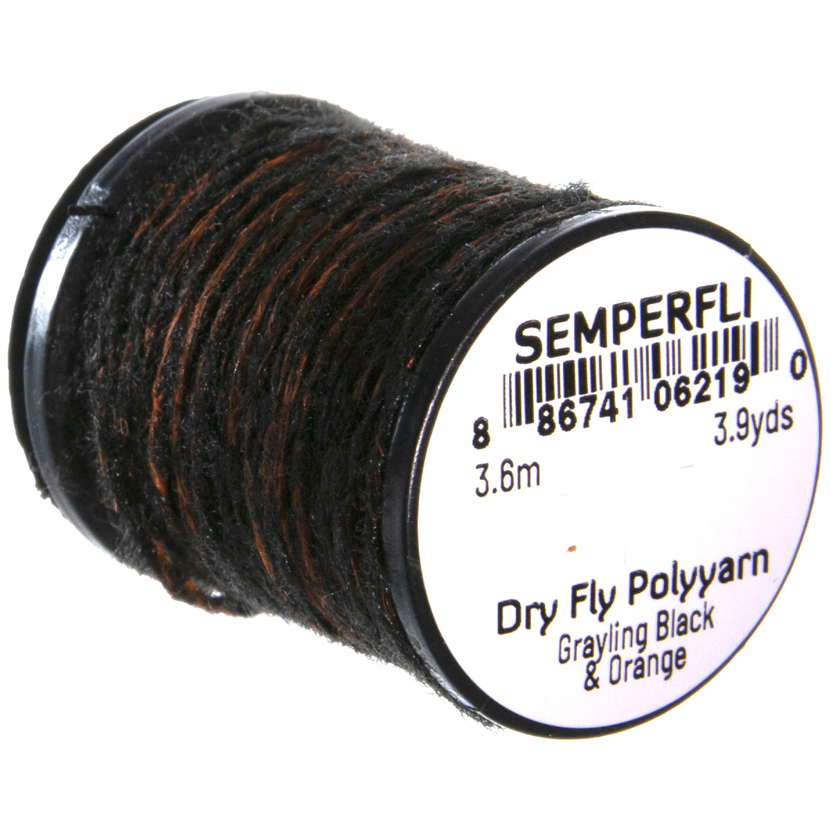 Dry Fly Poly Yarn Grayling Black &amp; Orange - Semperfli, Australia, NZ